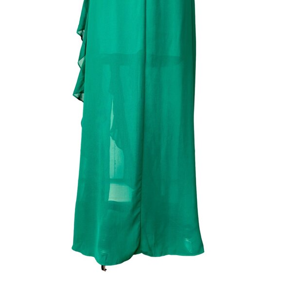 Betsy & Adam Emerald Green Helen Long Chiffon Ruffle Halter Neck Dress Size8 NEW - Picture 8 of 16